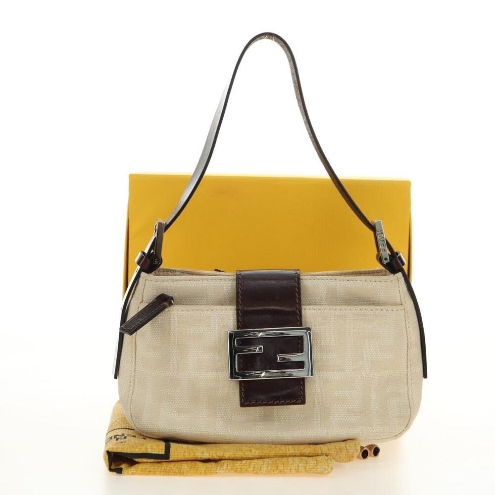 Fendi Zucca Mamma Baguette Shoulder Bag White